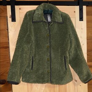 Patagonia Olive Green Teddy Jacket Button Up